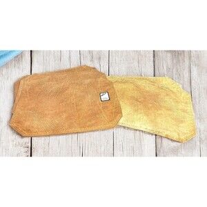 John Matouk Placemats Tan Leather Look Cotton Set of 5 17" x 12.5" 2 Used 3 New